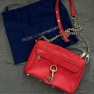 Rebecca Minkoff Red MAC Crossbody Bag, Chain Strap, Gold Hardware